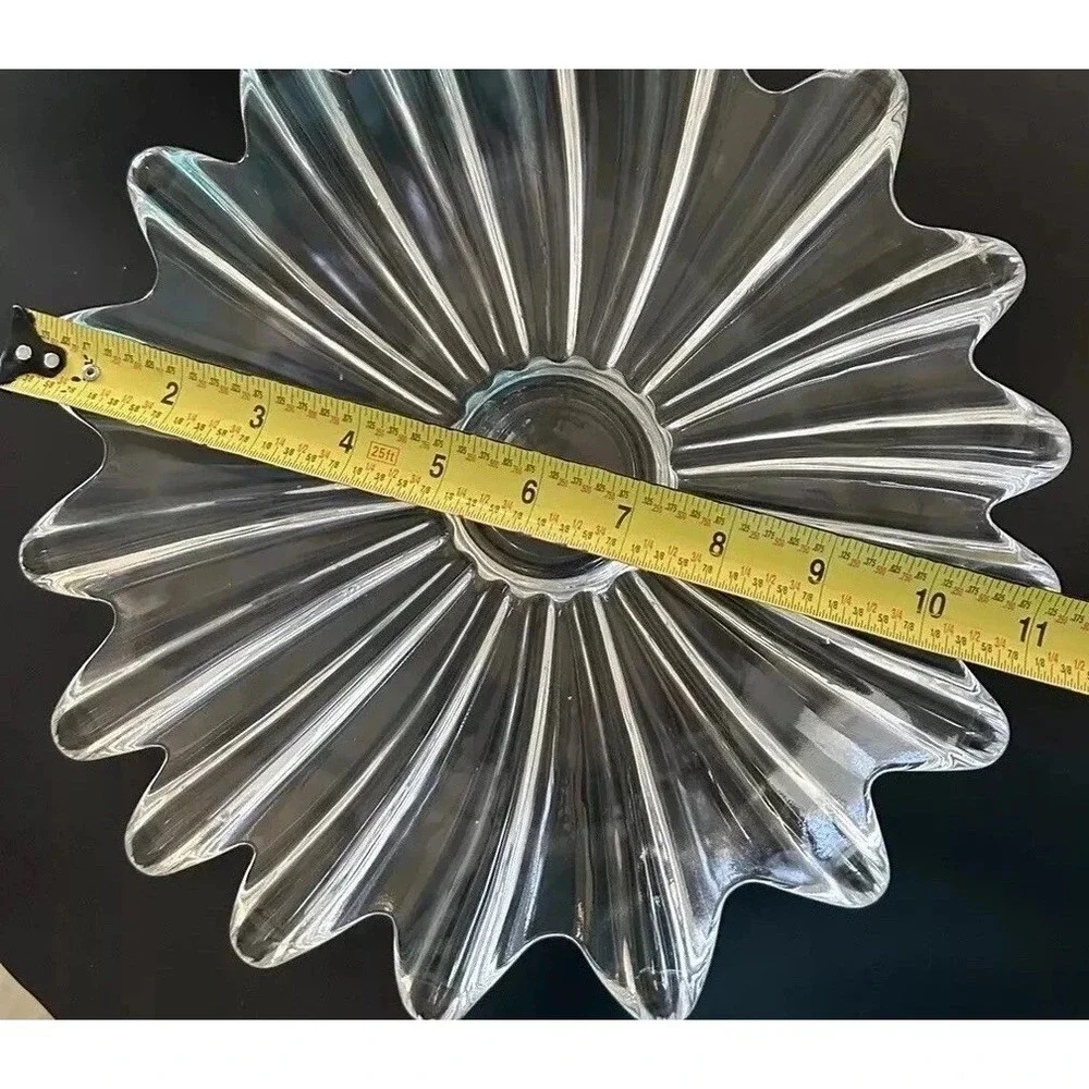 Vintage Fostoria Bowl Celestial 11.5 Clear Glass Shallow Ribbed Flower Petal